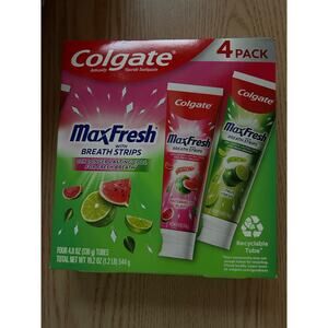 New Colgate 4 Pk Max Fresh Breath Strip Toothpaste Watermelon Blast Citrus 4.8oz